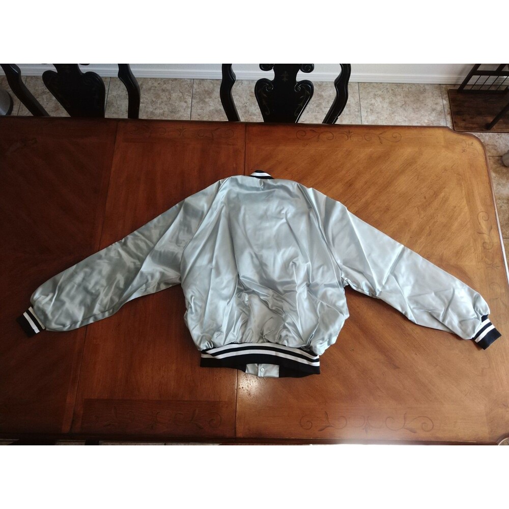 Vintage King Louie Pro Fit Silver Bomber Jacket Adult Large Nylon USA Wix Filter - Picture 4 of 16